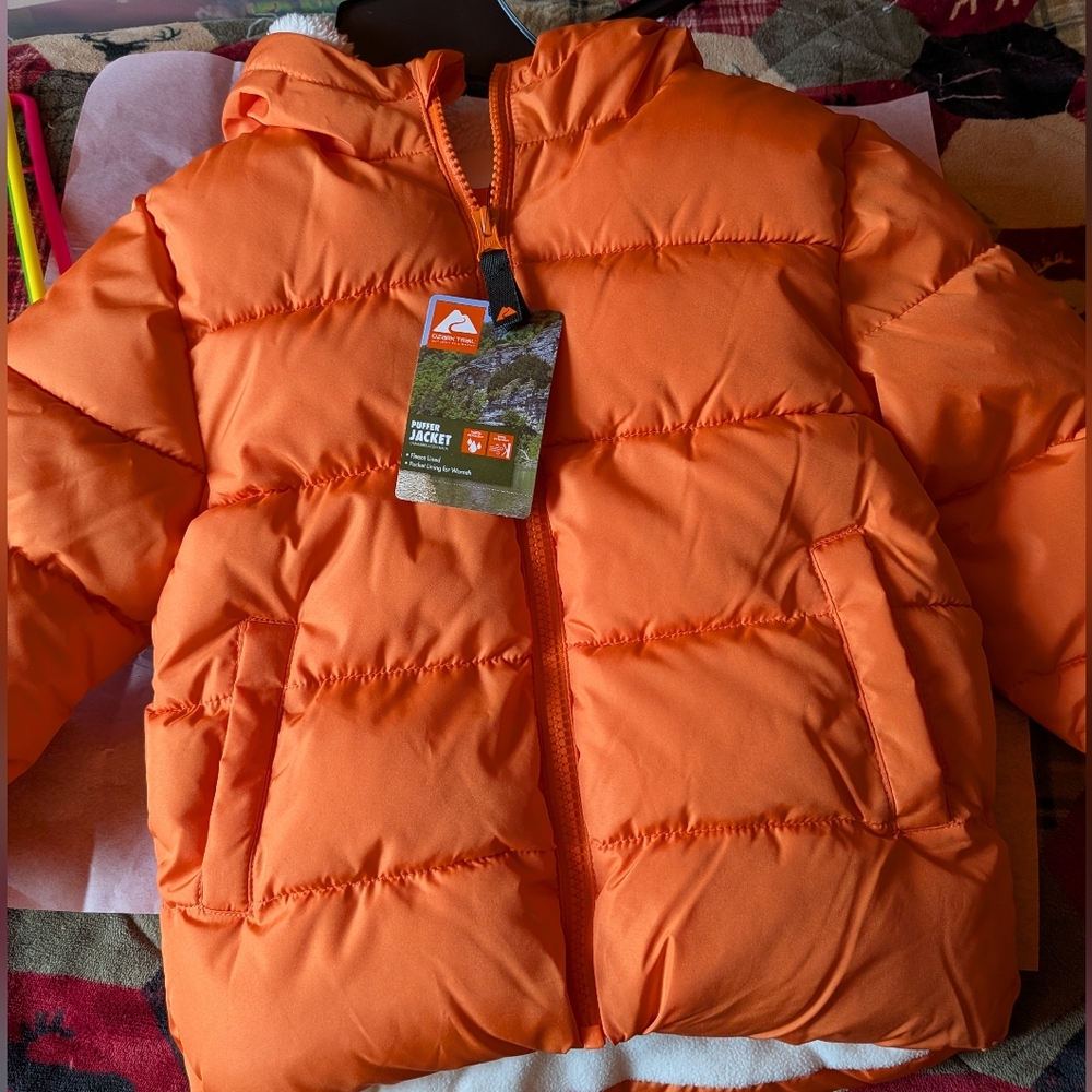 Ozark Trail Vibrant Orange Puffer Jacket 3T